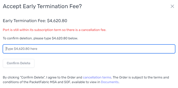 Early termination fee