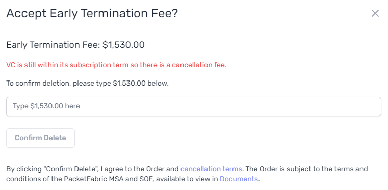 Early termination fee
