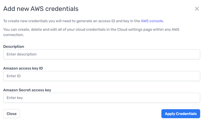 Add AWS credentials