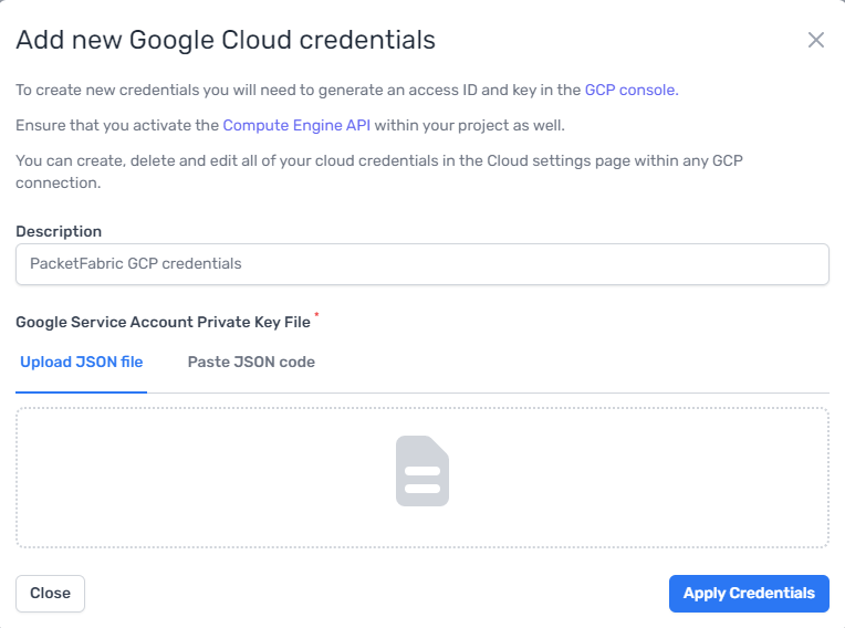 Add GCP credentials