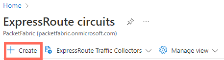 screenshot of the create ExpressRoute circuit icon in the azure portal