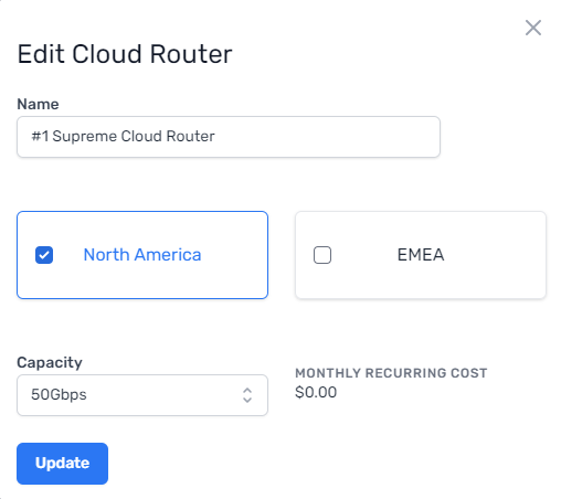 screenshot of the cloud router edit window