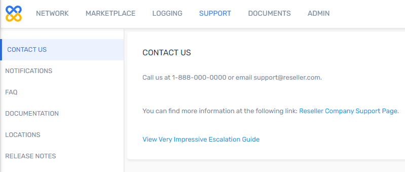 Screenshot of Contact Us result