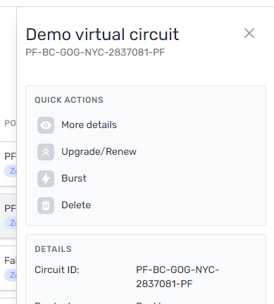 Screenshot of VC actions menu